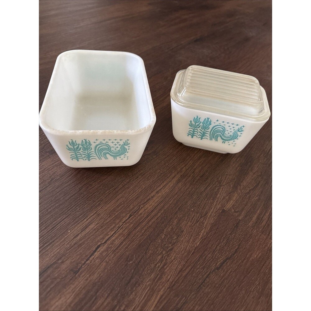 Vtg Lot Pyrex Amish Butterprint Turquoise Fridge Set Cottage Granny Cottagecore